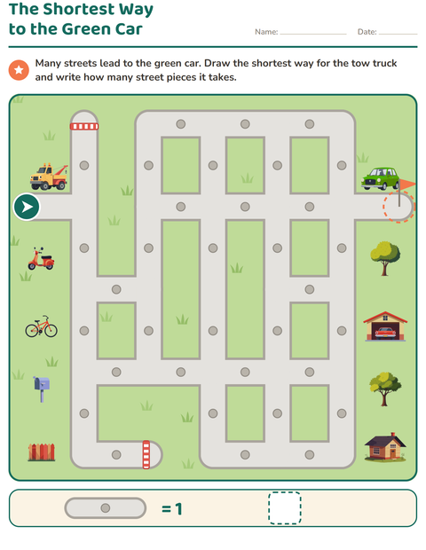 Preview of Town Maze: Find the Shortest Way to the Green Car