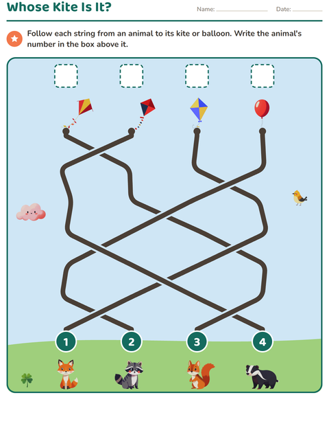 Preview of Tangled Lines Puzzle: Whose Kite Is It?