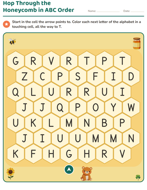 Preview of ABC Order Letter Hop: Through the Bear's Honeycomb