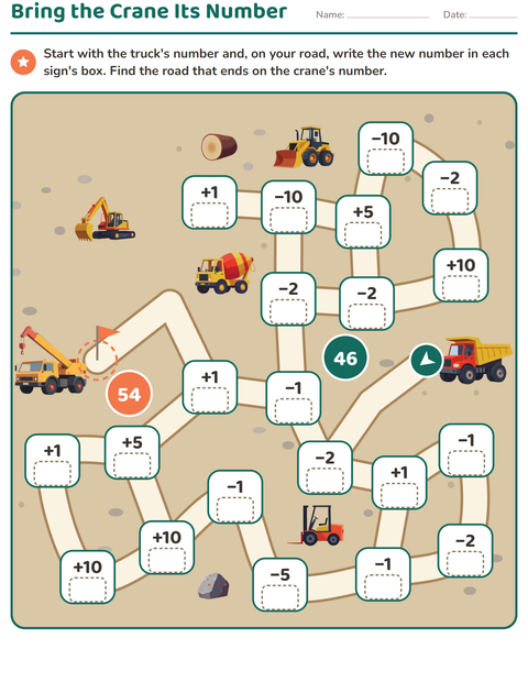 Preview of Math Maze Within 100: Bring the Crane Its Number