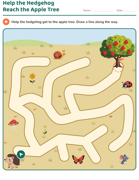 Picture Maze: Help the Hedgehog Reach the Apple Tree