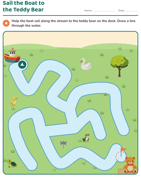 River Maze: Sail the Boat to the Teddy Bear