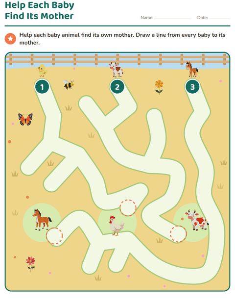 Preview of Babies and Mothers Maze: Help Every Baby Find Its Mother
