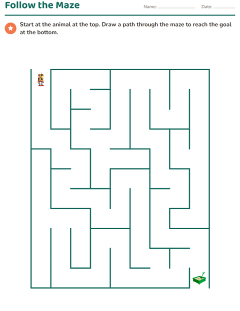 Preview of Mazes worksheet featuring Toys for kindergarten