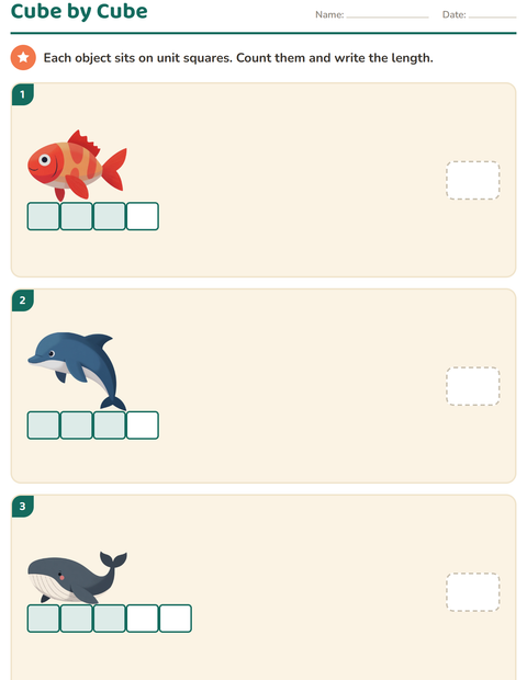 Grade 1 Measurement Worksheets: Measure Length with Units and Order by Size — 2
