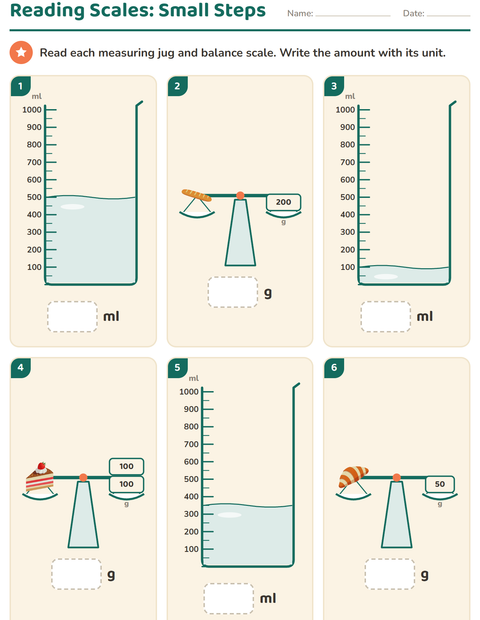 Preview of Measurement worksheet featuring Bakery for grade 2