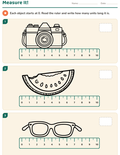 Preview of Measurement worksheet featuring Beach BW 2 for grade 2