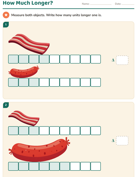 Preview of Measurement worksheet featuring Breakfast for grade 2