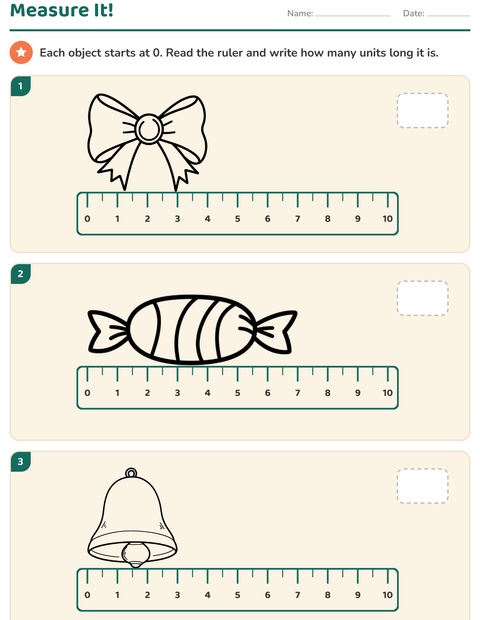 Preview of Measurement worksheet featuring Christmas B&W for grade 2