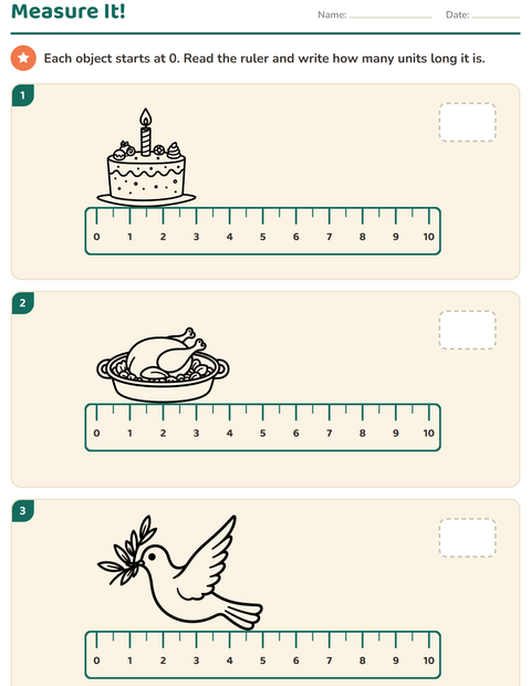 Preview of Measurement worksheet featuring Easter BW 2 for grade 2
