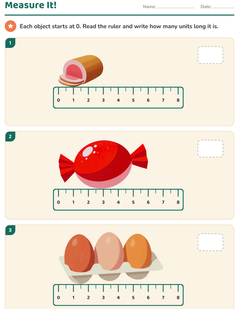 Preview of Measurement worksheet featuring At the Supermarket for grade 2
