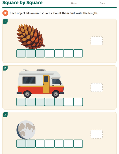 Preview of Measurement worksheet featuring Camping for grade 1