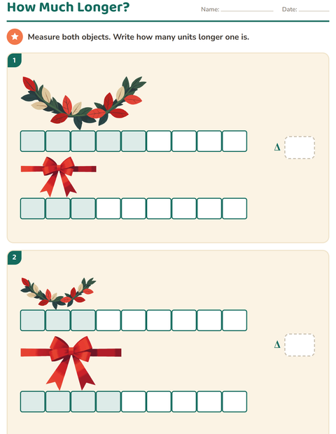 Preview of Measurement worksheet featuring Christmas for grade 2