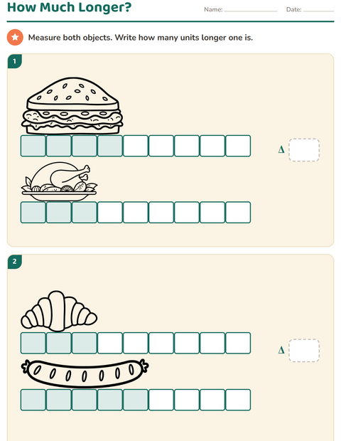Preview of Measurement worksheet featuring Food BW 2 for grade 2