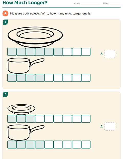Preview of Measurement worksheet featuring Kitchen BW for grade 2