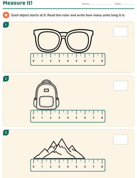 Preview of Measurement worksheet featuring Travel and Holiday BW for grade 2