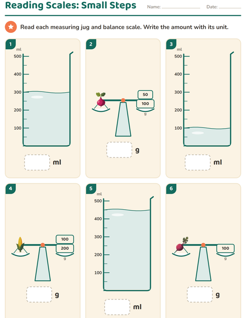 Preview of Measurement worksheet featuring Vegetables for grade 2