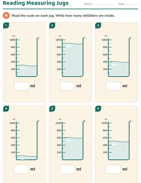 Reading Measuring Jugs in Milliliters