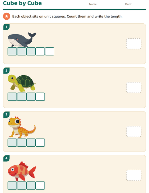 Preview of Measurement worksheet featuring Animals for grade 1