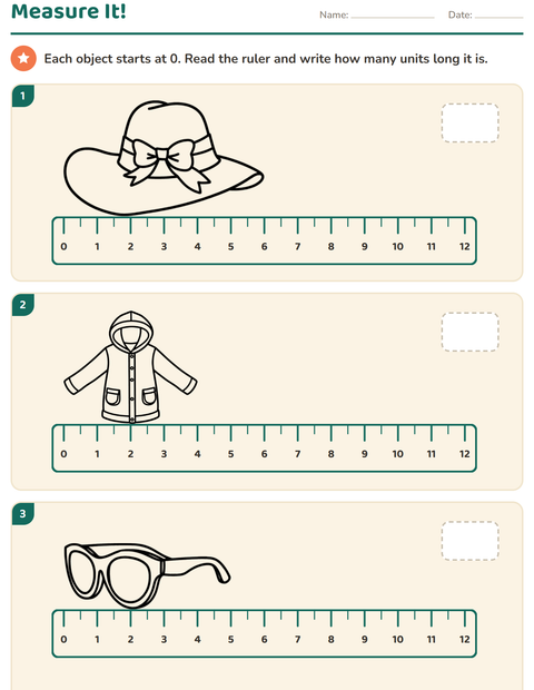 Preview of Measurement worksheet featuring Apparel BW for grade 2