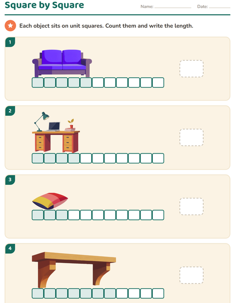 Preview of Measurement worksheet featuring Furniture for grade 1