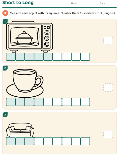 Preview of Measurement worksheet featuring Household BW for grade 1