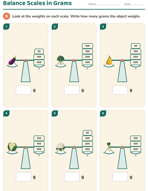 Preview of Measurement worksheet featuring Vegetables for grade 2