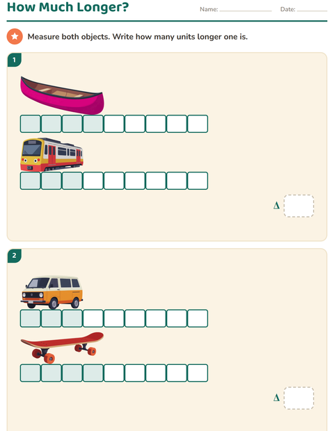 Preview of Measurement worksheet featuring Vehicles for grade 2