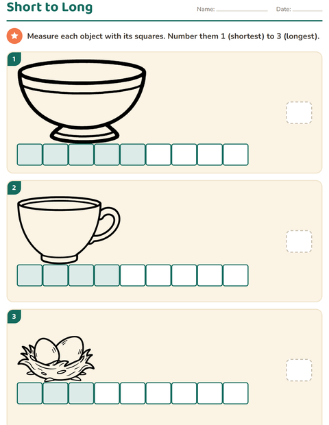 Preview of Measurement worksheet featuring Home and Nature BW for grade 1
