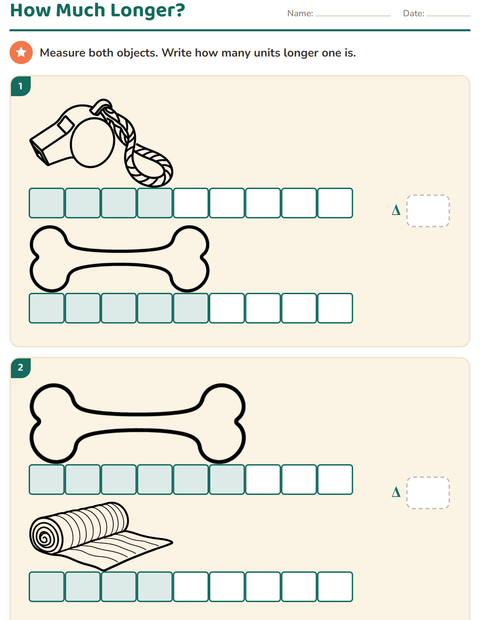 Preview of Measurement worksheet featuring Objects BW for grade 2