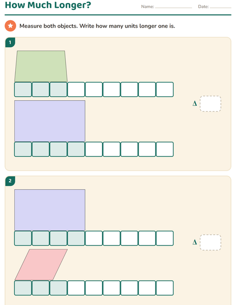 Preview of Measurement worksheet featuring Shapes for grade 2