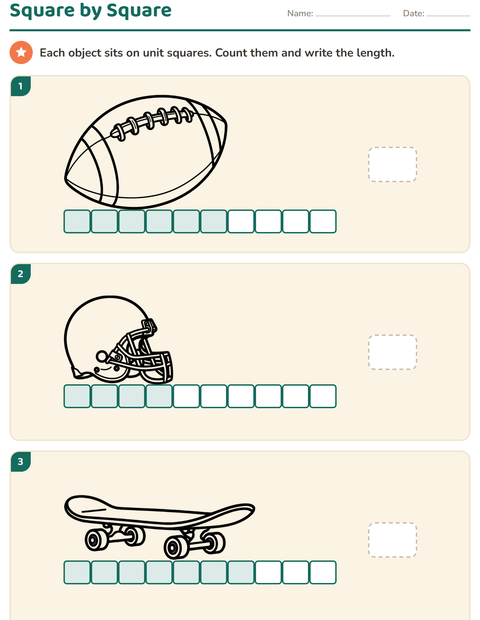 Preview of Measurement worksheet featuring Sports BW 2 for grade 1