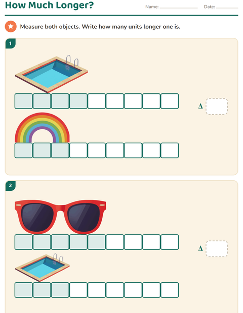 Preview of Measurement worksheet featuring Summer for grade 2
