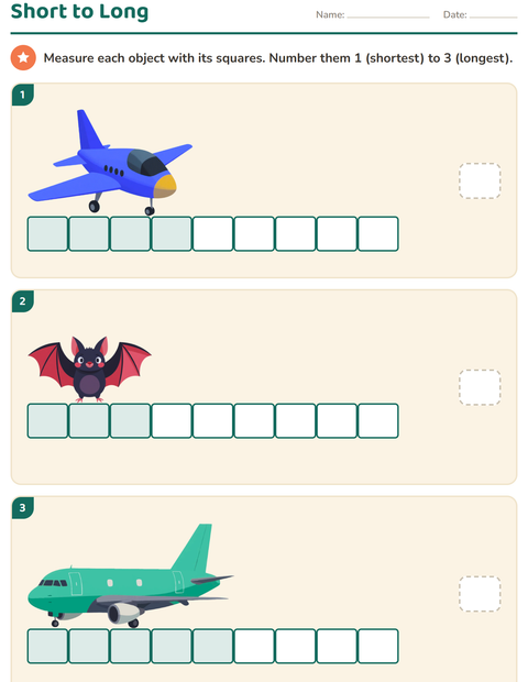 Preview of Measurement worksheet featuring Things That Fly for grade 1
