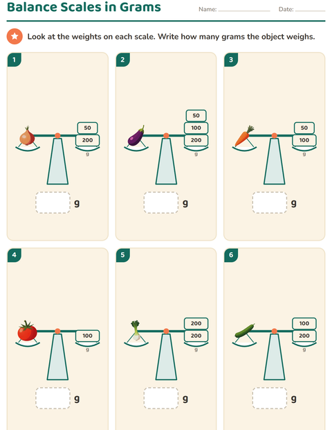 Preview of Measurement worksheet featuring Vegetables for grade 2