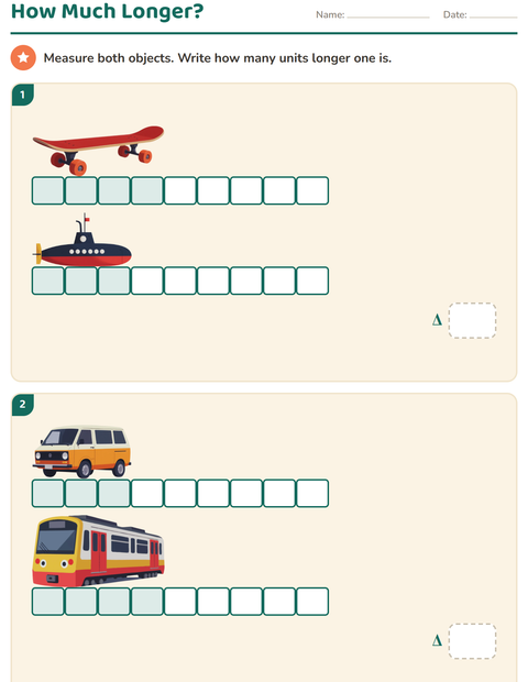 Preview of Measurement worksheet featuring Vehicles for grade 2