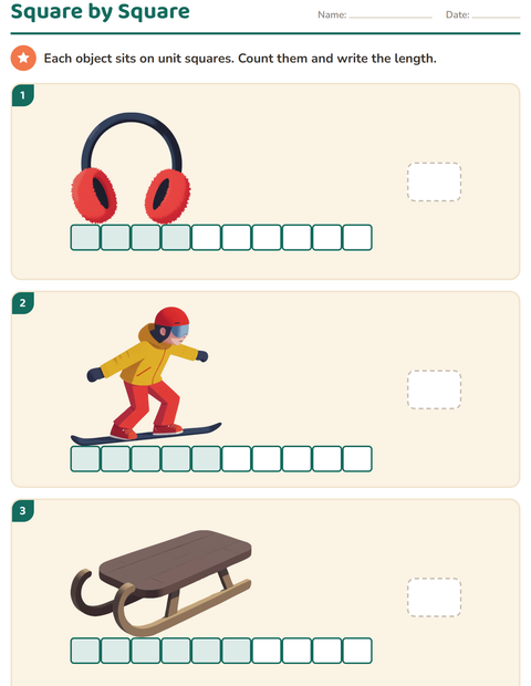 Preview of Measurement worksheet featuring Winter for grade 1