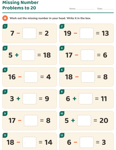 Preview of Mental Math worksheet for grade 1