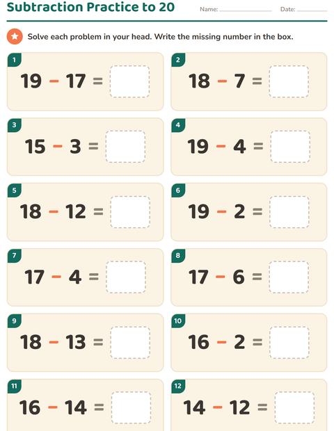 Preview of Mental Math worksheet for grade 1