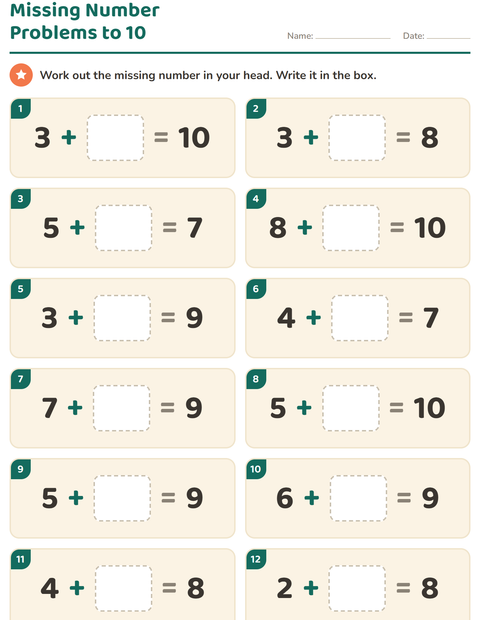 Preview of Mental Math worksheet for grade 1