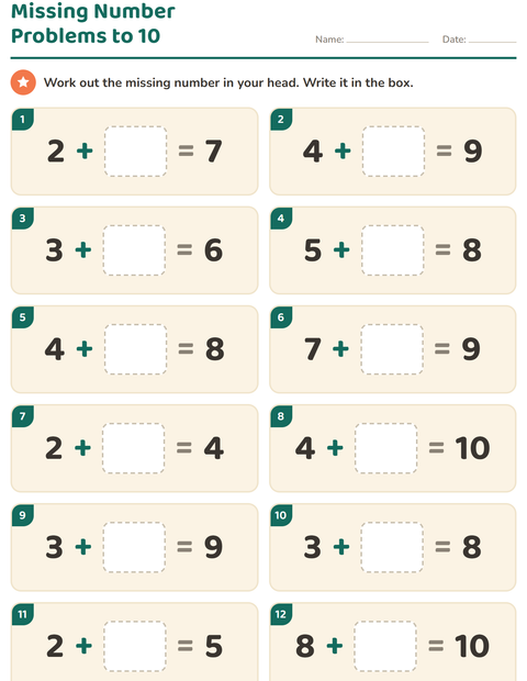 Preview of Mental Math worksheet for grade 1