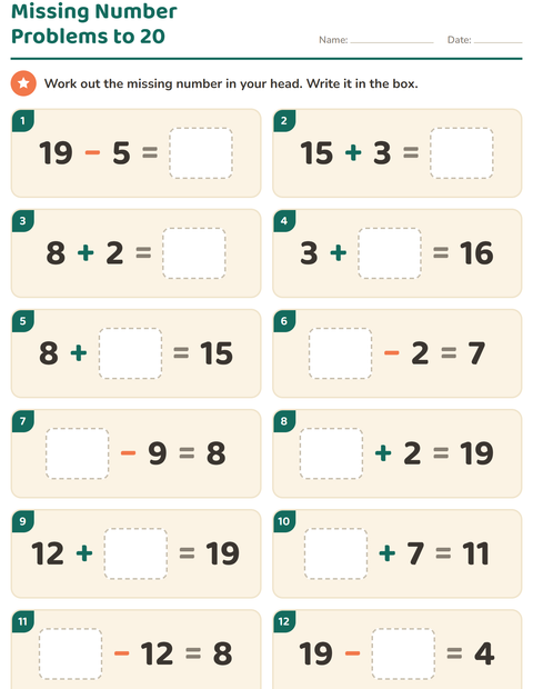 Preview of Mental Math worksheet for grade 1