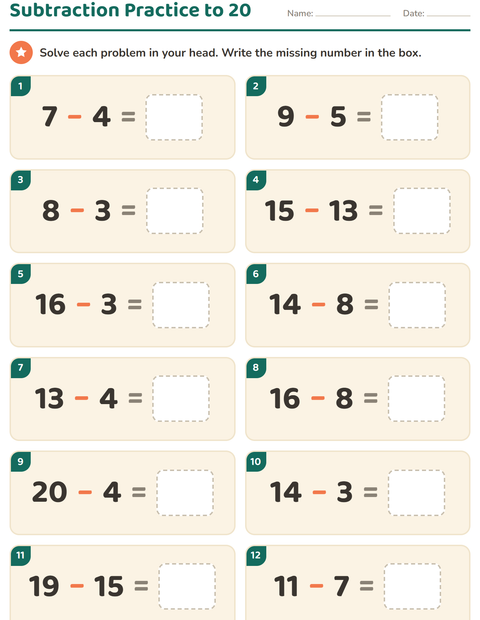 Preview of Mental Math worksheet for grade 1