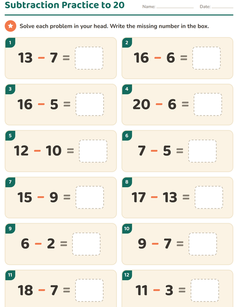 Preview of Mental Math worksheet for grade 1