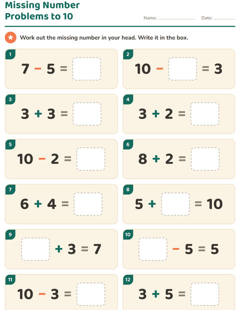 Preview of Mental Math worksheet for grade 1