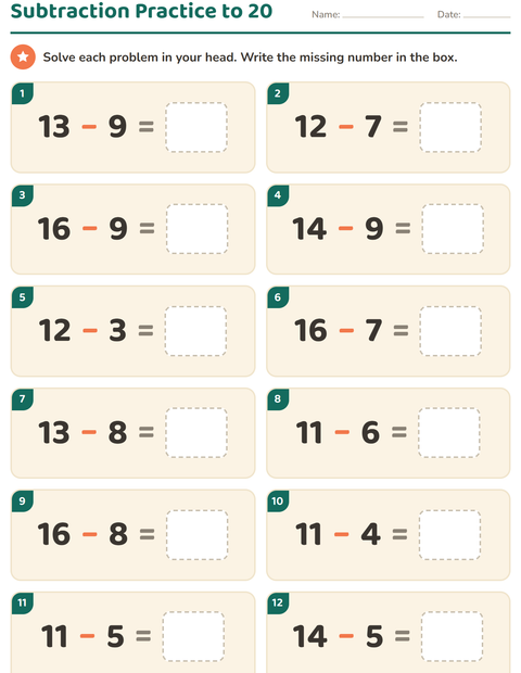 Preview of Mental Math worksheet for grade 1