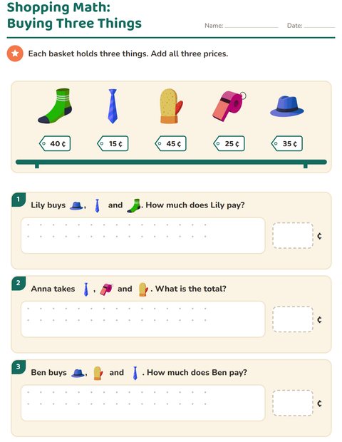 Preview of Counting Money worksheet featuring Accessories for grade 2