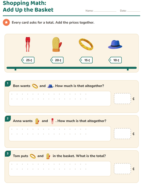 Preview of Counting Money worksheet featuring Accessories for grade 2