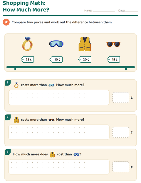 Preview of Counting Money worksheet featuring Accessories for grade 2