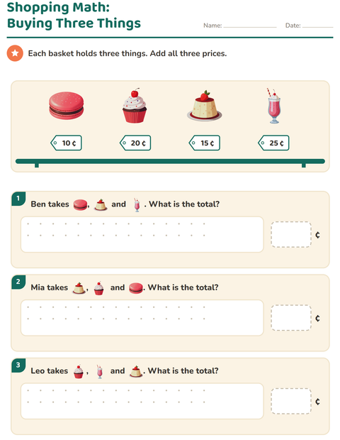Preview of Counting Money worksheet featuring Desserts and Sweets for grade 2